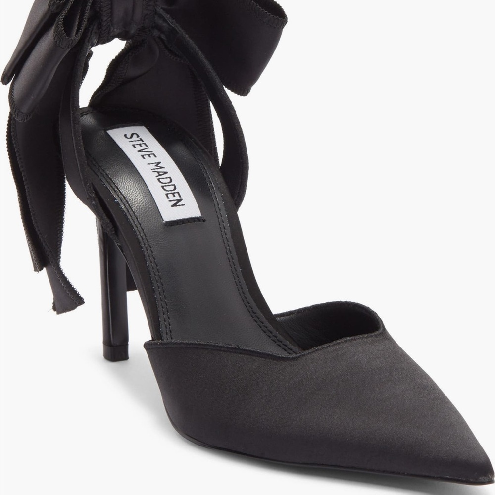 Steve Madden Black Satin Heels with Bow